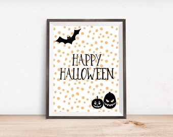 Happy Halloween Printable Art Print - Instant Download - 4x6" 5x7" 8x10" 8.5x11" A4 11x14"
