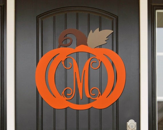 Download Pumpkin Monogram Wooden Pumpkin Wood Hanger Door Hanger