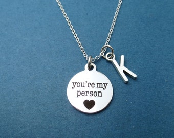Personalized, Letter, Initial, You're my person, Heart, Nekclace, Grey's, Love, Jewelry, Birthday, Lovers, Friends, Gift, Jewelry