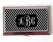 Elegant Black Monogram Business Card Case - Monogram Business Card Holder - Monogram Business Card Case