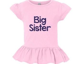 Big Sister Tshirt - Pink Ruffled Big Sister T-shirt - Pregnancy Announcement - big sister gift