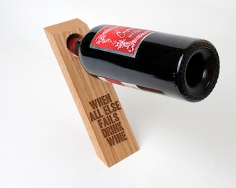 Wood Wine Bottle Balancer - Wine Bottle Girlfriend Gift - Gravity Defying Wine Bottle Holder