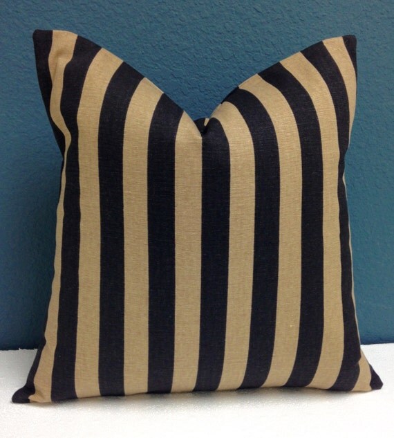 Black and Tan Striped Pillow Cover, Pillows, Pillowcase, Pillow Decor