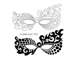 Printable mask masquerade masks adult coloring by evascreation