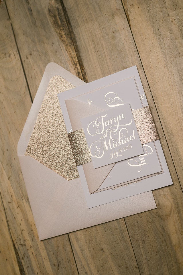 Rose Gold Invitation Rose Gold Foil And Glitter Wedding Invitation Blush Invite