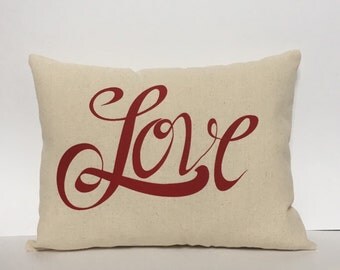Valentine pillow, Love pillow, Valentine applique pillow