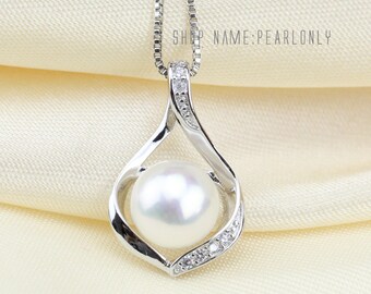 freshwater pearl pendant necklace,pearl wedding pendant,bridesmaid pearl pendant,white pearl pendant, pearl necklace pendant,pearls pendants