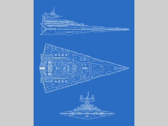 Set of 2 Star Wars Art Blueprints Instant Download Star