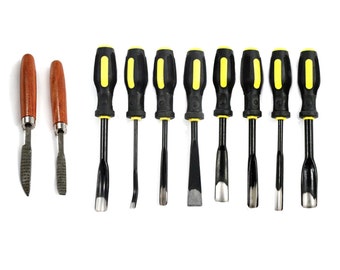 13pc Professional Wood Carving High Carbon Steel Chisel Set - Hardwoods and Softwoods