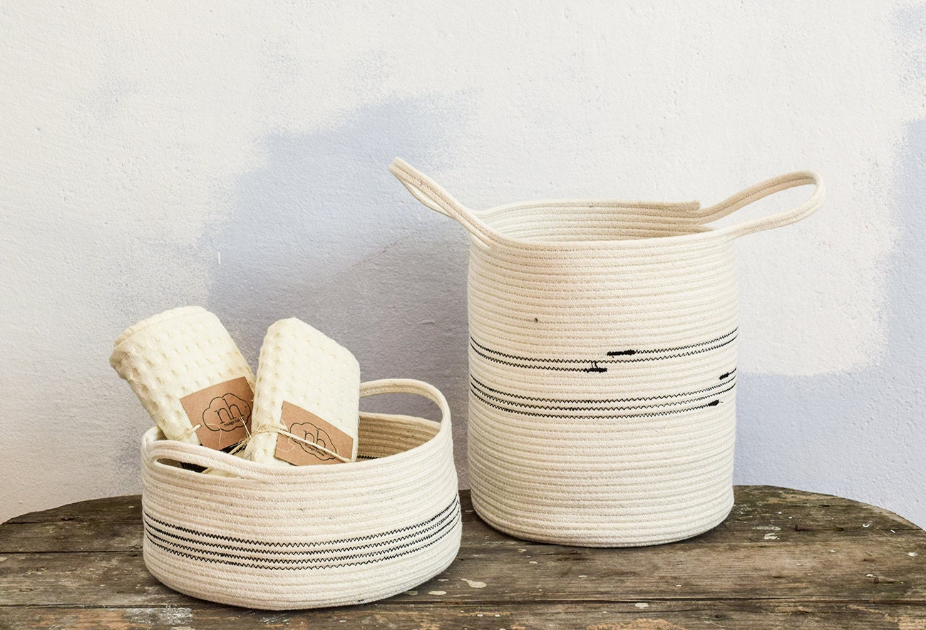 Small rope basket Storage rope basket Cotton rope by Nuagehome