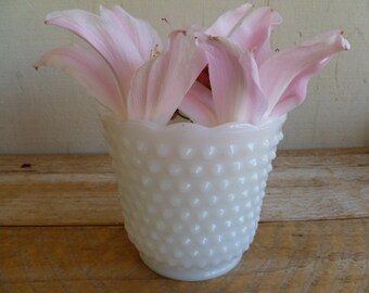 Vintage Hobnail Milk Glass Planter Candy Dish Bowl
