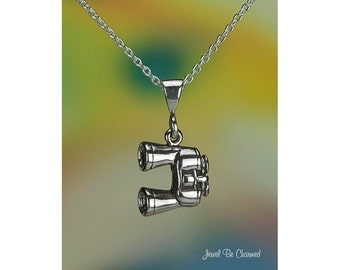 Sterling Silver Binoculars Necklace with 16-24" Chain or Pendant Only