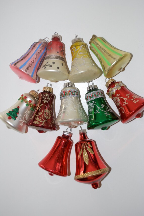 Vintage Christmas Glass Bell Ornaments West by MissBargainHuntress