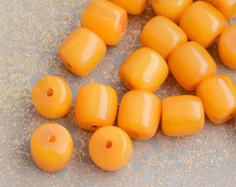Tibetan Amber Resin Beads, Tube Barrel Beads, Golden Amber Beads, Resin Beads, Ethnic Beads, Bohemian,Tribal, Pack of 5, FOZ15-0211a