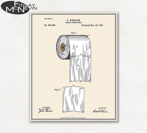 TOILET PAPER ROLL Patent Vintage Fine Art Print by FinlayMcNevin