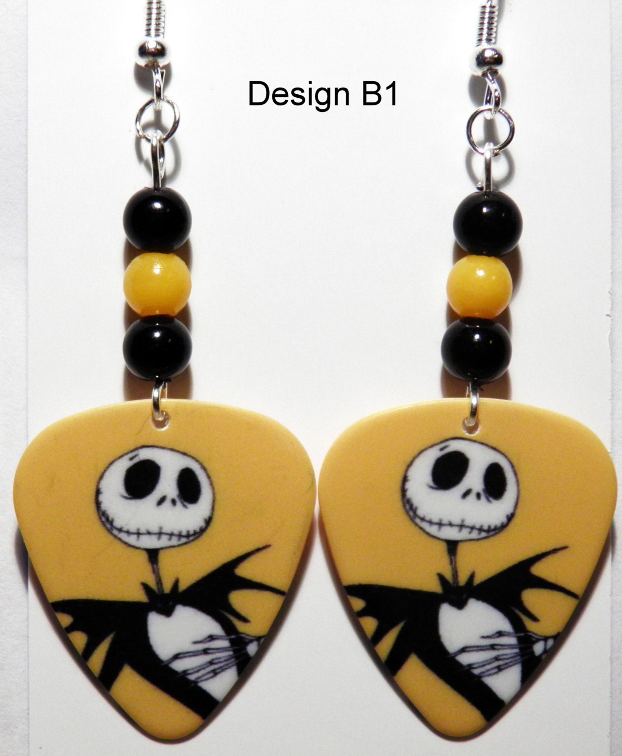 HALLOWEEN Skeleton Jack Skellington on Guitar Pick Beaded