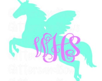 Unicorn Monogram Initial Vinyl Decal for Laptop, Yeti, RTIC, LuLaRoe Decals, Coffee Mugs, Car, iPhone Decal, Laptop Decal, Decals for her