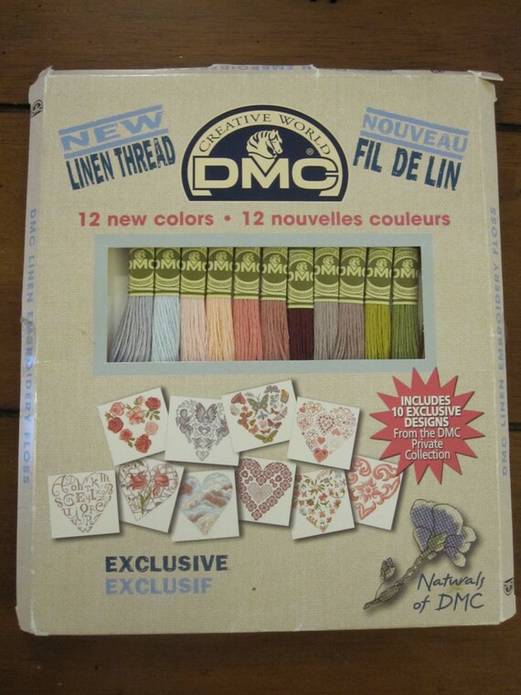 DMC Linen Thread Floss 12 PACK with 10 DMC Designs for Cross
