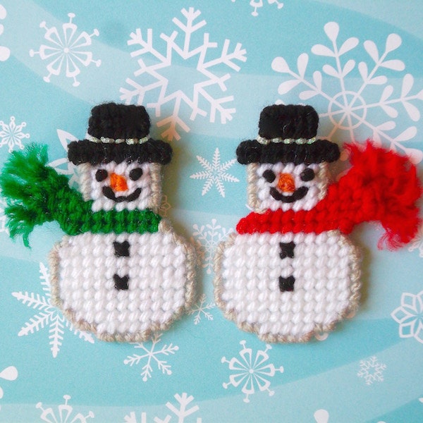 Plastic Canvas: Snowmen Buddies Magnets set of 2