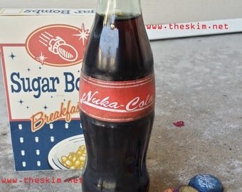 Nuka Cola Soda in Bottle, Distressed Fallout Cosplay Prop or Wasteland Collectable Video Game Memorabilia. Fallout Nuka-Cola Glass Bottle