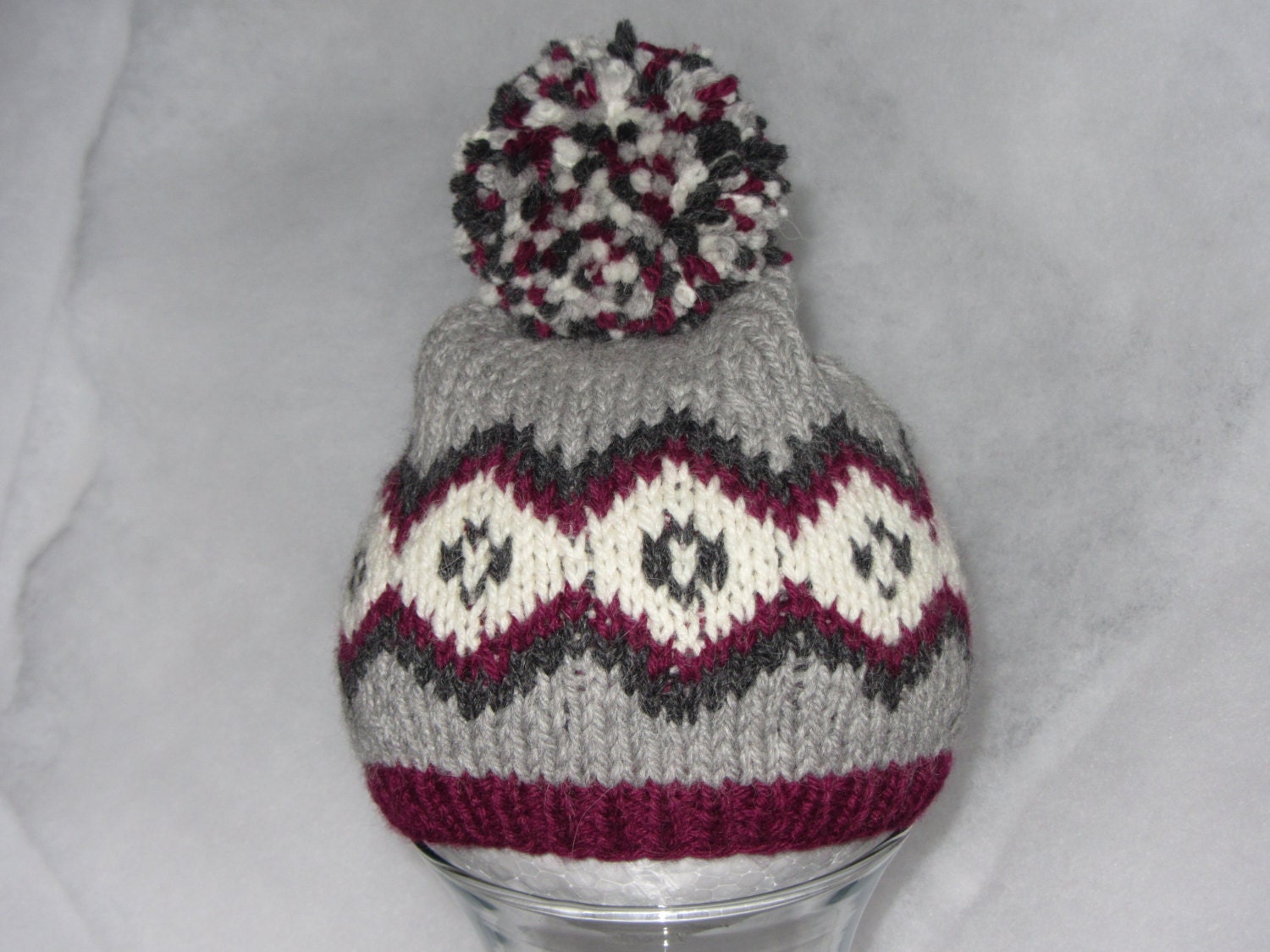 Hand knit alpaca & wool baby hat. Size 36 months.