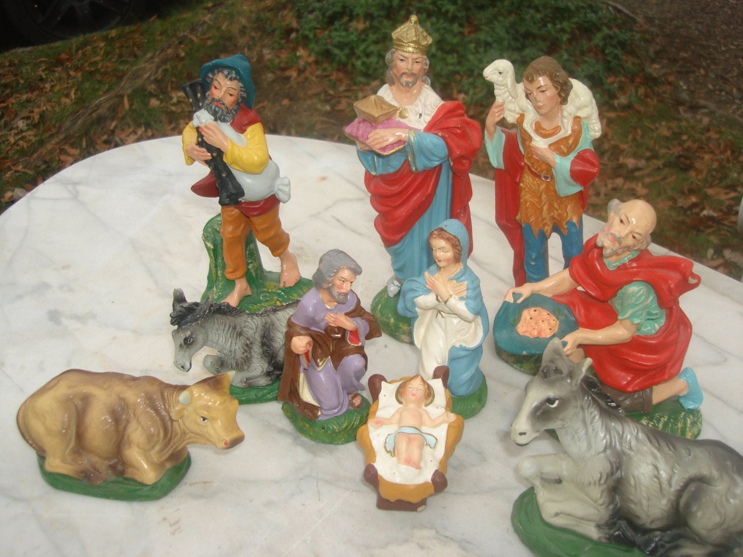 antique manger figures large vintage 10 piece manger paper