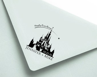 Personalized Stamp: 2.5x2.5" Disney Wedding, Wedding Date Stamp, Wedding Stamp, Custom wood stamp, rubber stamp, custom, Disney Engagement