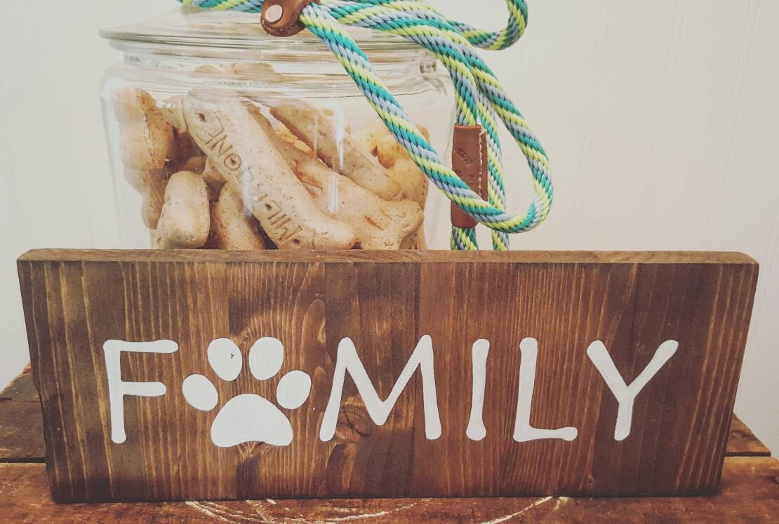 Pet family sign, Dog lover art, Cat lover sign, Paw print wall art, Family with pets, Wooden sign, Rustic home decor, Gifts for pet sitter