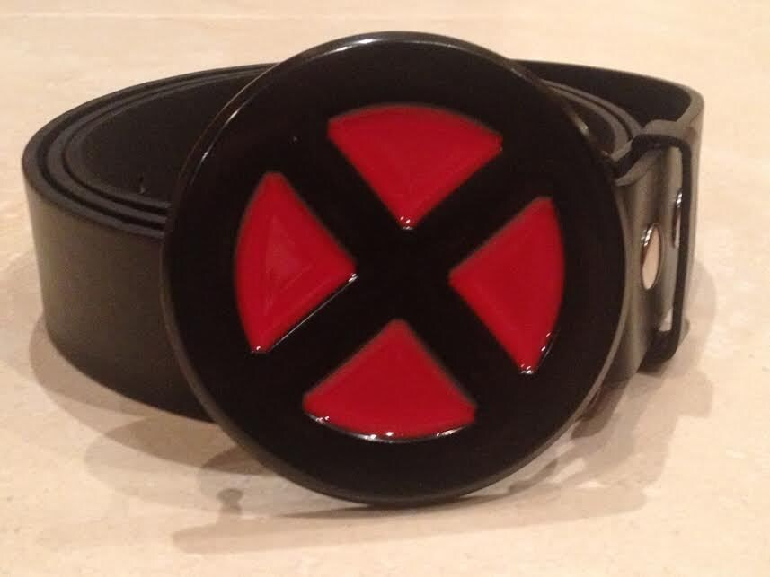 XMEN logo Buckle FREE BELT Red & Black wolverine deadpool