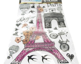 Paris Eiffel Tower Wall Decor, 3D Stickers