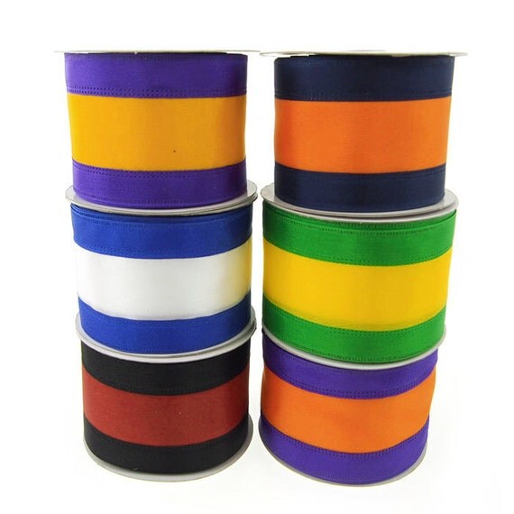 Stripe Sport Theme Ribbon Wired Edge 21/2Inch 10 Yards