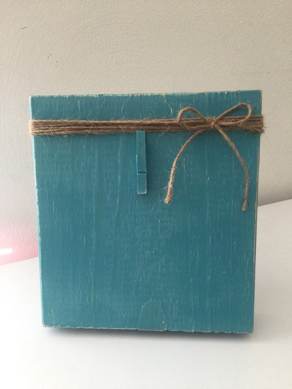 Items similar to Rustic Wood Photo Frame with Twine Bow & Clip Holder