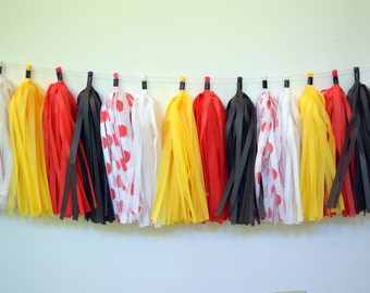 Mickey Mouse Party decoration - Mickey Mouse Tissue balloon tail - One year cake smash decor - High Chair tassels