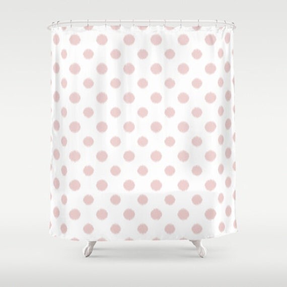 Pink Shower Curtain Polka Dots Ikat Girls Bathroom Decor