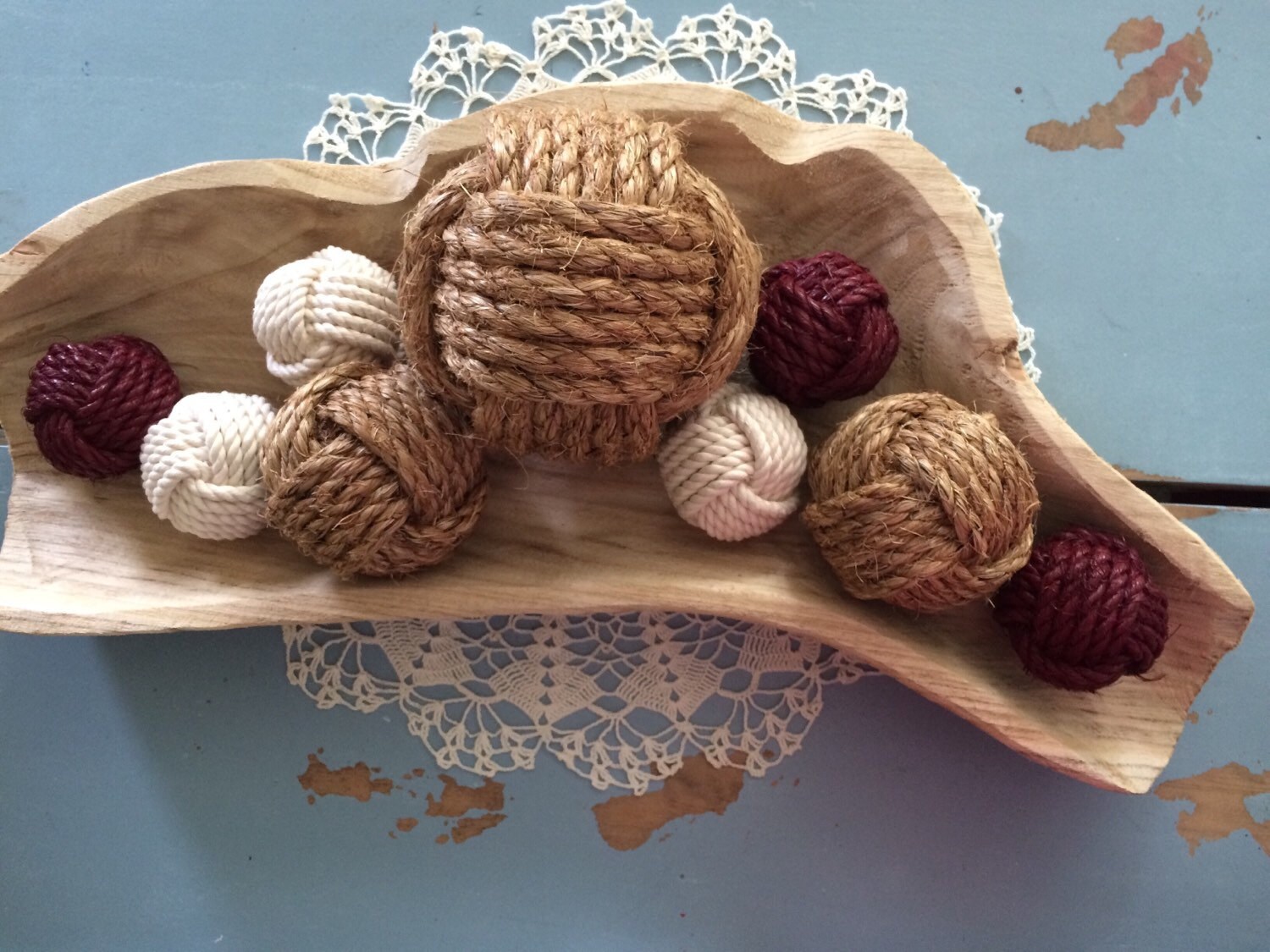 Decorative rope knot balls collection of 9 rope balls