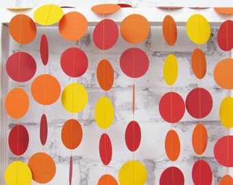 Fall Garland - Autumn Decor - Red Orange Yellow Paper Garland - Fall Circle Garland