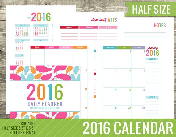 2016 calendar monthly dated 55 x 85 printable by theniftystudio