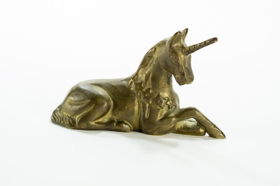 solid brass unicorn figurine