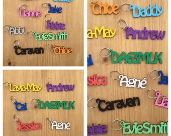 Personalised Wooden names Keyring , Laser cut, only 2.50 per name!!, personalised to suit, hand made, wall art and door craft