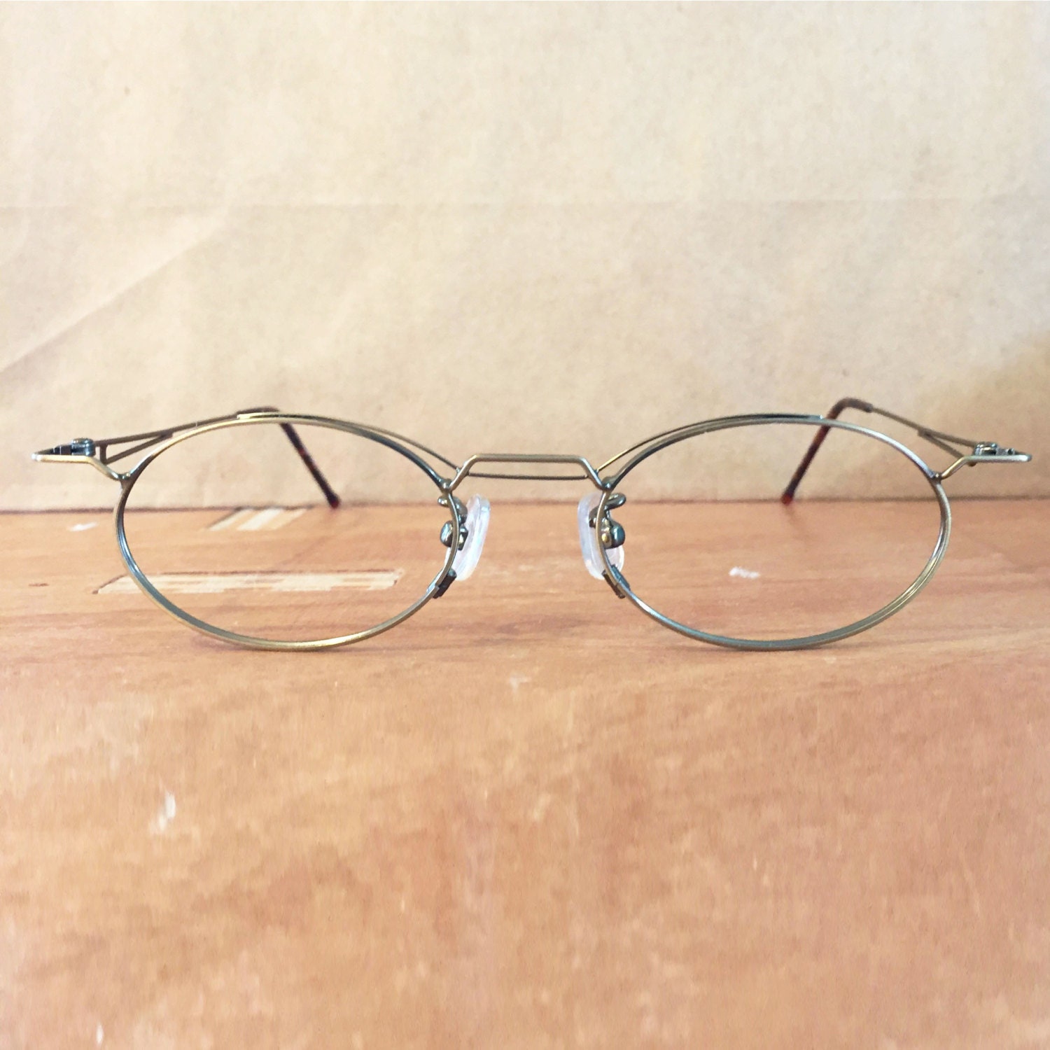 Wire Frame Metal Vintage Eyeglasses Eyewear Brown