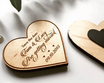 Calligraphy Wooden Magnet Save The Date