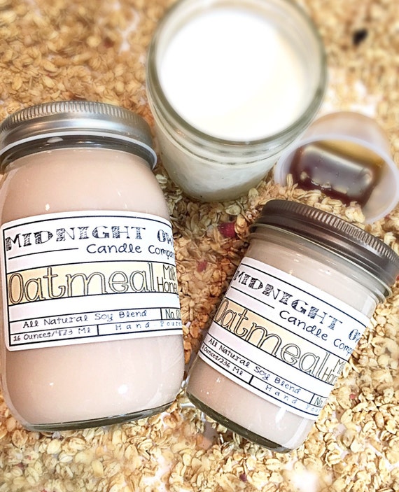 Oatmeal Milk & Honey Mason Jar Candle 8oz by MidnightOwlCandleCo
