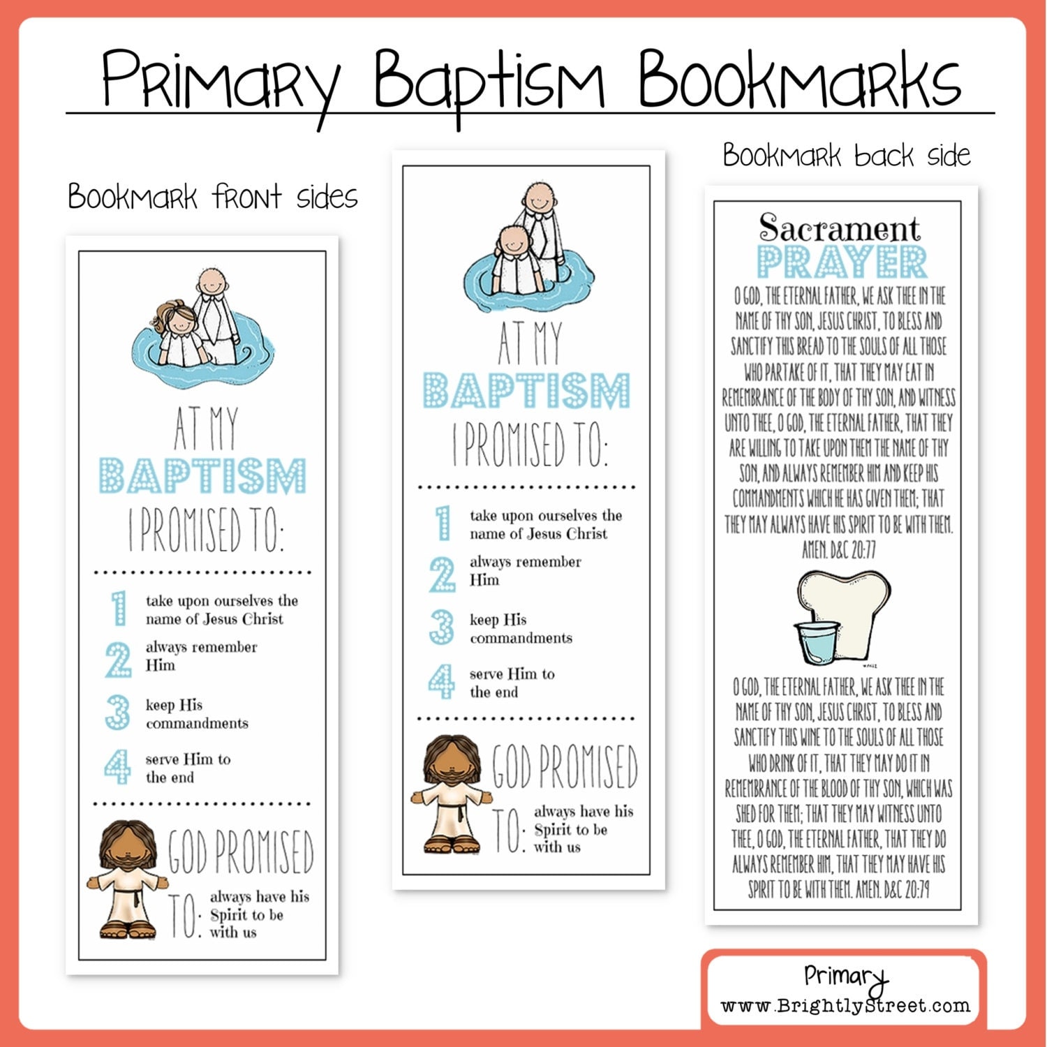lds baptism bookmarks