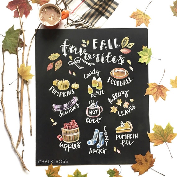Fall Chalkboard Print Fall Print Fall Art Chalk Art