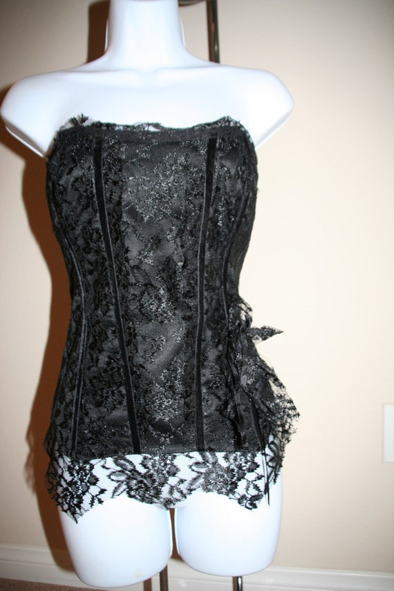 Hand Made Bustier Corset in Black Lace with by SybilsCouture