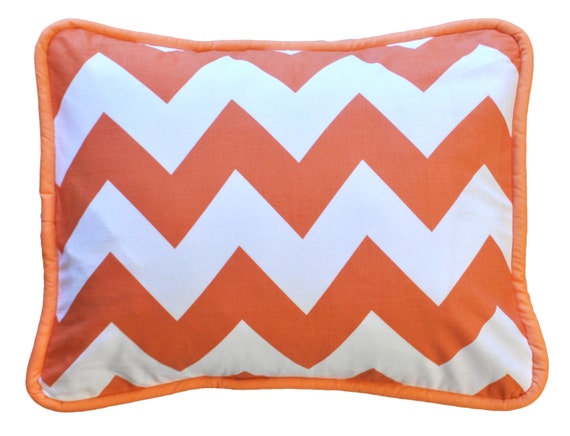 Orange Chevron Throw Pillow Zig Zag Baby in by NewArrivalsInc