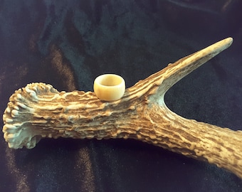 Items similar to Real Deer Antler ring hand carved skulls , made from ...