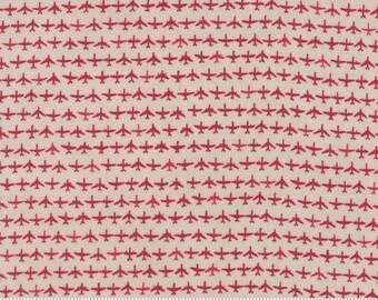 Airplane Fabric by the Yard, Flight Fabric, Janet Clare, Moda Fabrics, Flight Aeroplanes Cream Red, Airplane Quilt Fabric, 1410 14