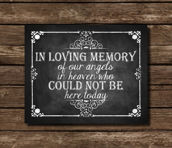 Chalkboard Printable Wedding Memorial Sign Wedding Sign