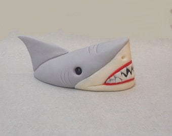 5 inch Shark Head Out of Water Fondant Cake Topper Ocean Fish Great White Birthday